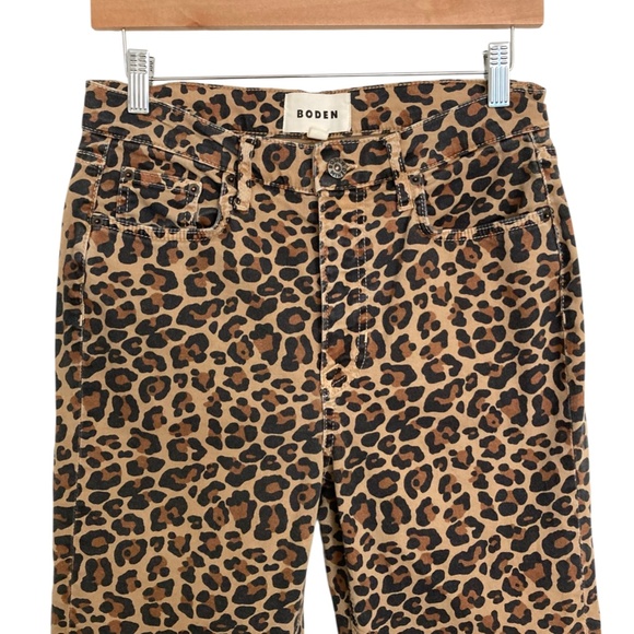BODEN Leopard Animal Print Mid Rise Slim Leg Jeans Brown - Picture 10 of 14